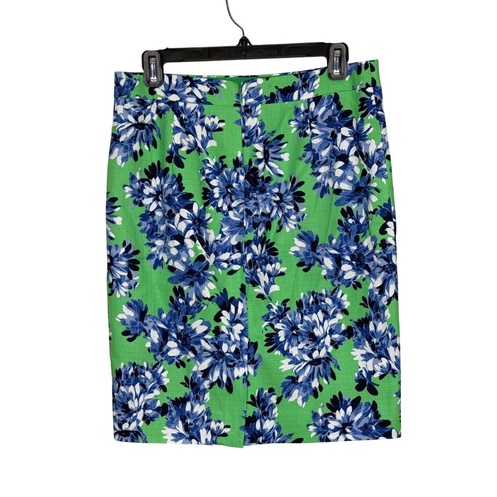 J.Crew The Pencil Skirt Women 4 Green Blue Floral NWT Knee Length B8203 - Picture 2 of 8